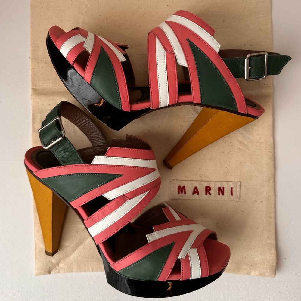 Authentic Marni size 36.5 colorful leather platform heels